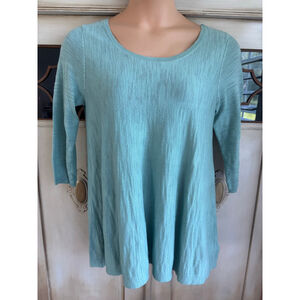 EUC Anthropologie MOTH Tunic Top Womens Aqua Slub Swing Button Back | Sz Med